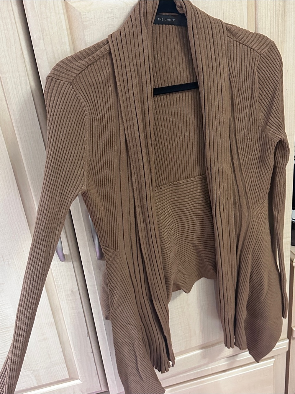 Brown Ribbed Open-Front Cardigan - Picture 2 of 4